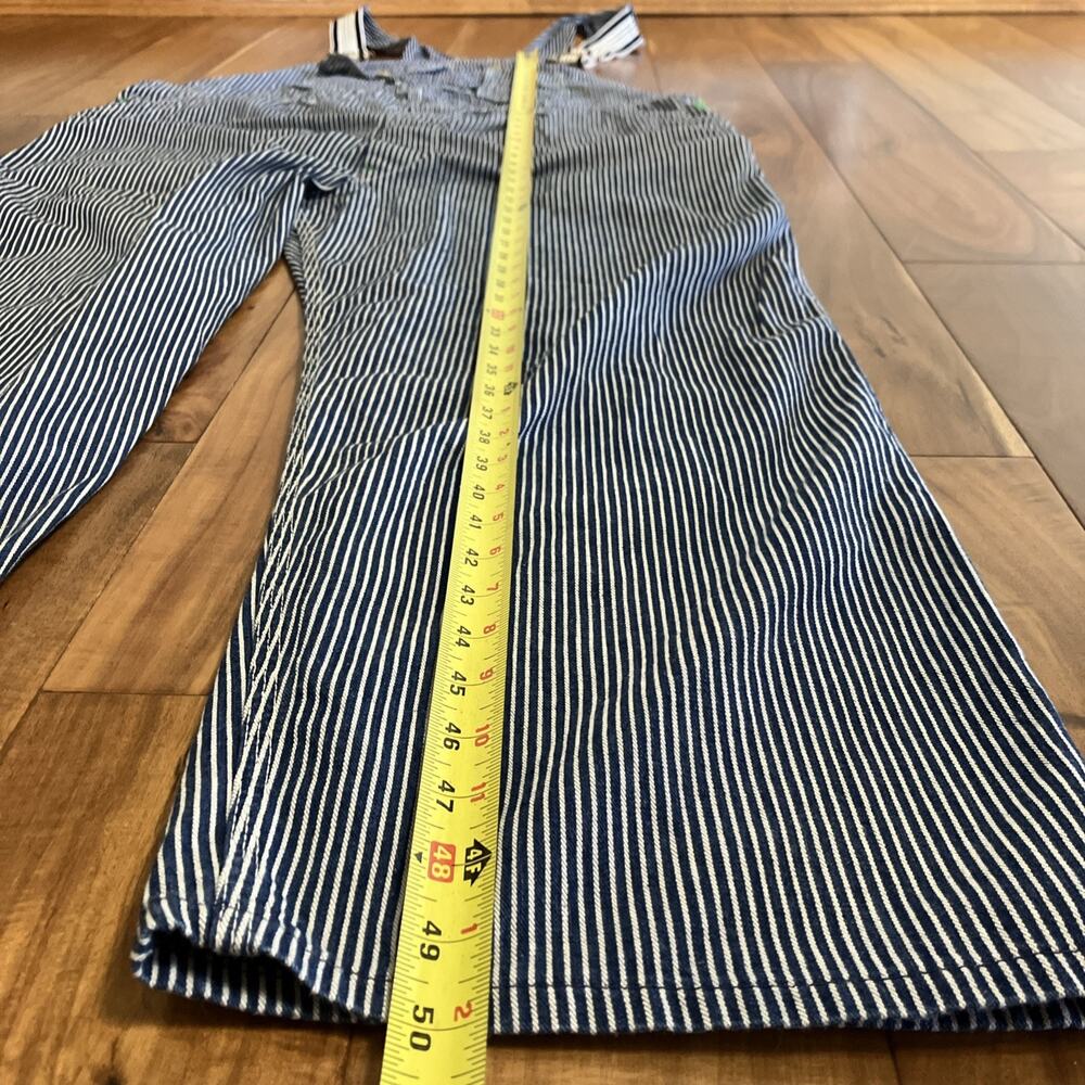 Key Imperial Overalls Mens 46x25 Blue Hickory Stripe Vintage 70s Bib Workwear - Picture 6 of 16